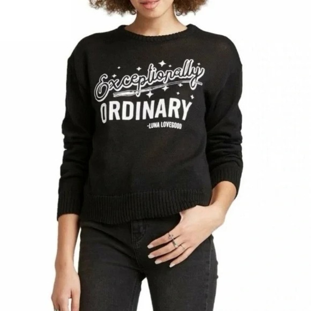 Harry Potter Luna Lovegood Exceptionally‎ Ordinary Cropped Sweater L Black